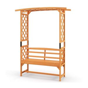 Borovicová ružová pergola s lavicou vyobraziť