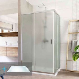 Mereo Sprchovací set: LIMA, obdĺžnik, 100x90 cm, chróm ALU, sklo Point, vanička z liatého mramoru CK82422KM vyobraziť