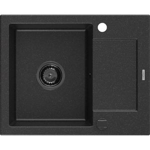 MEXEN/S MEXEN/S - Enzo granitový drez 1-miska s odkvapkávačom 576 x 465 mm, čierna/strieborná 6506571005-73-B vyobraziť