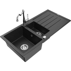 MEXEN/S MEXEN/S - Andres granitový drez s odkvapkávačom vrátane batérie Carla, čierna/strieborná 6515-73-670700-00 vyobraziť