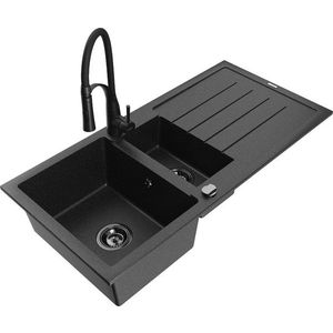 MEXEN/S MEXEN/S - Andres granitový drez s odkvapkávačom vrátane batérie Aster, čierna/strieborná 6515-73-73450-70-B vyobraziť