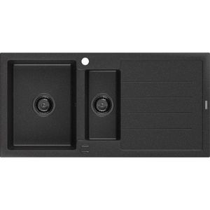MEXEN/S MEXEN/S - Andres granitový drez s odkvapkávačom 1000 x 500 mm čierna/strieborná metalik čierny sifón 6515101510-73-B vyobraziť