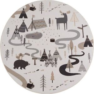 Krémovobiely prateľný detský koberec ø120 cm Coco 1135 – Ayyildiz Carpets vyobraziť