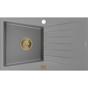 MEXEN/S MEXEN/S - Cesar granitový drez 1 s odkvapkávačom 775x470 mm, šedá, + zlatý sifón 6514771010-71-G vyobraziť