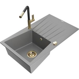 MEXEN/S MEXEN/S - Cesar granitový drez 1-miska s odkvapkávačom vrátane batérie Flora, biela 6514-20-670401-57-G vyobraziť