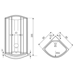 KERRA - Sprchovací kút s vaničkou Splash 80 (čierny) 5907548123510 vyobraziť