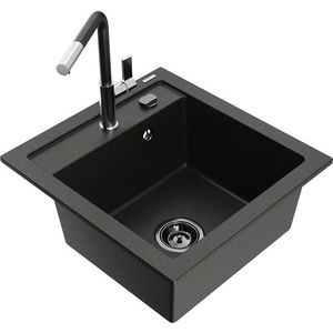 MEXEN/S MEXEN/S - Vito granitový drez 1-miska vrátane batérie Flora, čierna/zlatá metalik 503-75-670401-07-B vyobraziť