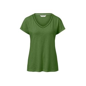 Tričko s háčkovanou aplikáciou, zelené vyobraziť