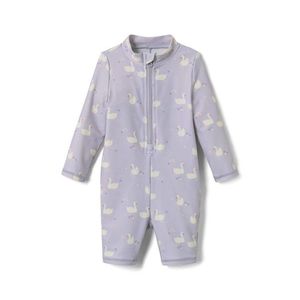 Detský overal s UV ochranným faktorom 80, labuť vyobraziť