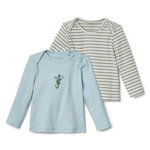 Detské tričká s dlhým rukávom s rebrovanou štruktúrou, 2 ks, svetlomodré a zelené vyobraziť