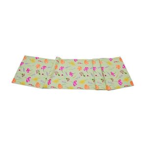 Behúň na stôl, šalviový s kvetinovou potlačou vyobraziť