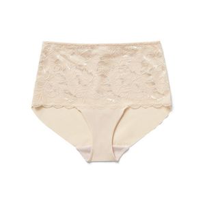 Nohavičky s vysokým pásom »light-shaping«, krémové vyobraziť