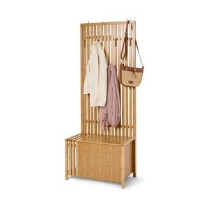 Šatníková stena s lavičkou v lamelovom vzhľade vyobraziť