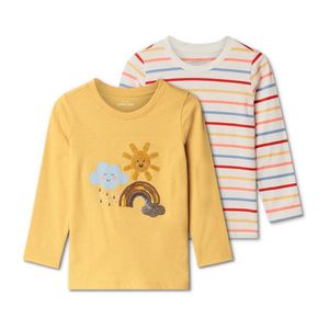 Detské tričká s dlhým rukávom a aplikáciou, 2 ks, žlté vyobraziť