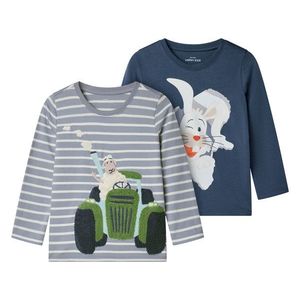 Detské tričká s dlhým rukávom a aplikáciou, 2 ks, zajac vyobraziť