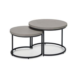 2 záhradné konferenčné stolíky s polycementovou doskou, priemer cca 50 cm a 60 cm vyobraziť