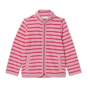 Detská flísová bunda, ružová s prúžkami vyobraziť