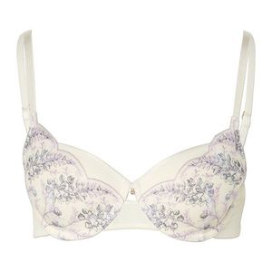 Podprsenka s kosticami s košíčkami s výšivkou, krémová vyobraziť