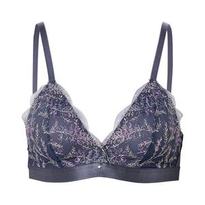 Mäkká podprsenka s kosticami s výšivkou, dymovomodrá vyobraziť