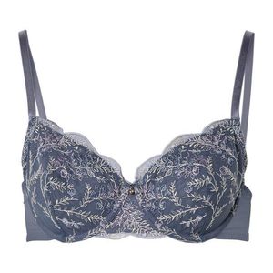 Podprsenka balkonetka s výšivkou, dymovomodrá vyobraziť