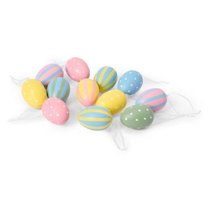 Prívesky v tvare veľkonočného vajca, 12 ks, prúžky vyobraziť