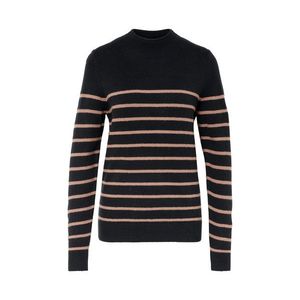 Pletený pulóver so stojačikom, čierny so svetlohnedými pásikmi vyobraziť