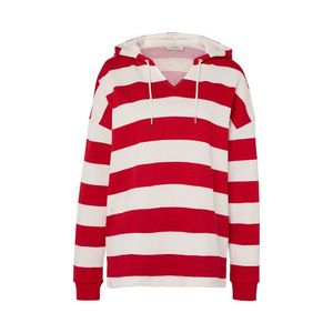 Mikina s kapucňou, červená prúžkovaná vyobraziť
