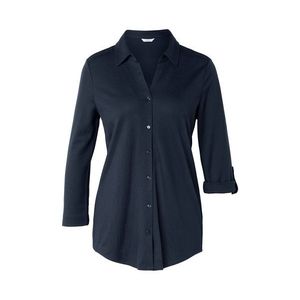 Džersejová piqué blúzka, tmavomodrá vyobraziť