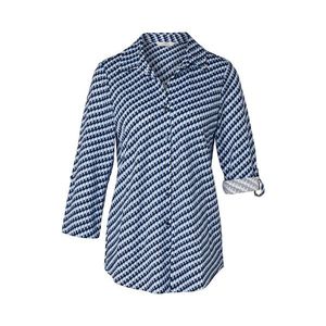 Džersejová piqué blúzka, celoplošná potlač v kombinácii tmavomodrej, bielej a svetlomodrej vyobraziť