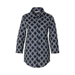 Džersejová piqué blúzka, celoplošná potlač v kombinácii tmavomodrej a bielej vyobraziť