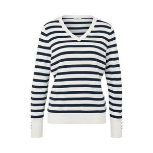 Pulóver z jemného úpletu, prúžky v kombinácii tmavomodrej a bielej vyobraziť
