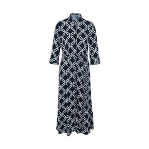 Vzorované košeľové blúzkové šaty, kombinácia tmavomodrej a bielej vyobraziť