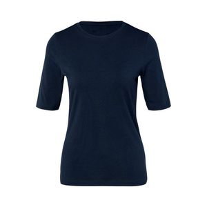 Jednoduché tričko s polodlhým rukávom, tmavomodré vyobraziť