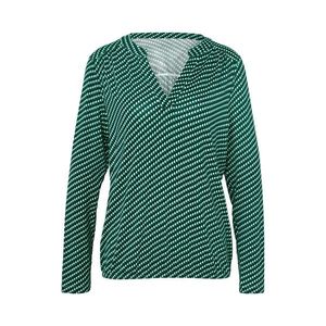 Blúzkové tričko s potlačou, kombinácia zelenej, tmavomodrej a bielej vyobraziť