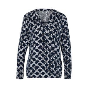 Blúzkové tričko s potlačou, modré a biele vyobraziť