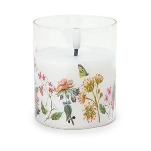 LED sviečka z pravého vosku v nádobe s kvetinovou potlačou vyobraziť