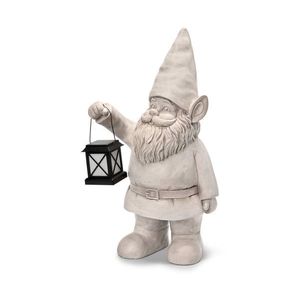 Záhradný trpaslík s LED lampášom vyobraziť