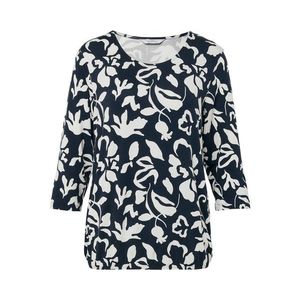 Blúzkové tričko s potlačou, tmavomodro-biela celoplošná potlač vyobraziť