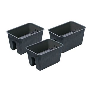 Prosperplast Súprava kvetináčov na zábradlie, 3-dielna (obdĺžnikový, antracitová, 396 x 272 x 225 mm) vyobraziť