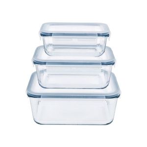 SILVERCREST® Sklenené dózy Premium, 3-dielna súprava (obdĺžniková, 3-dielna súprava) vyobraziť