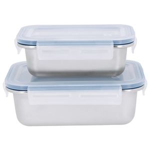 SILVERCREST® Súprava potravinových dóz z nehrdzavejúcej ocele (obdĺžnikový, strieborná/modrá) vyobraziť