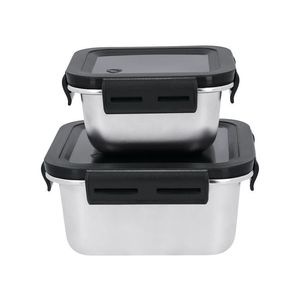 SILVERCREST® Súprava potravinových dóz z nehrdzavejúcej ocele (štvorcový tvar, strieborná/čierna) vyobraziť