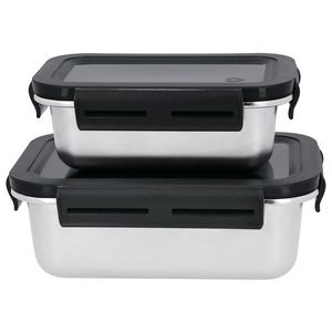 SILVERCREST® Súprava potravinových dóz z nehrdzavejúcej ocele (obdĺžnikový, strieborná/čierna) vyobraziť