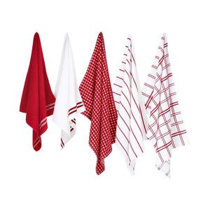 W5 Súprava kuchynských utierok, 5-dielna (červená/sivá) vyobraziť