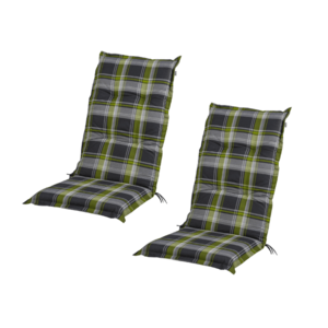 LIVARNO home Podložka na kreslo s vysokým operadlom Valencia/Miami, káro/zelená, 2 kusy vyobraziť