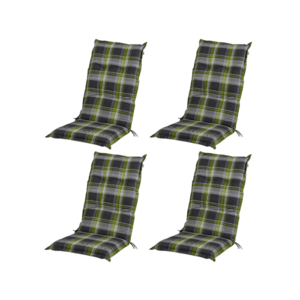 LIVARNO home Podložka na kreslo s vysokým operadlom Valencia/Miami, káro/zelená, 4 kusy vyobraziť