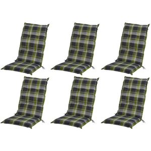 LIVARNO home Podložka na kreslo s vysokým operadlom Valencia/Miami, káro/zelená, 6 kusov vyobraziť