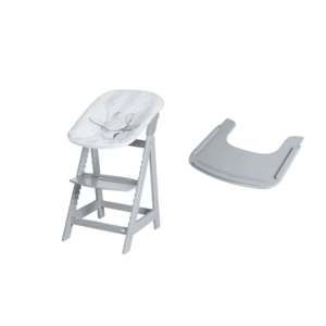 roba Detská vysoká stolička Born Up Zickzack 2 v 1, hnedosivá + Pultík k jedálenskej stoličke, hnedosivý vyobraziť