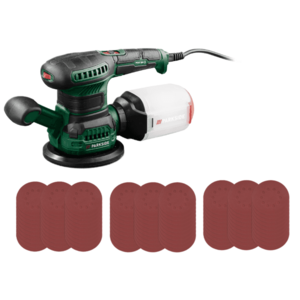 PARKSIDE® Excentrická brúska + Súprava brúsnych papierov pre excentrickú brúsku, zrnitosť 180, 90-dielna vyobraziť