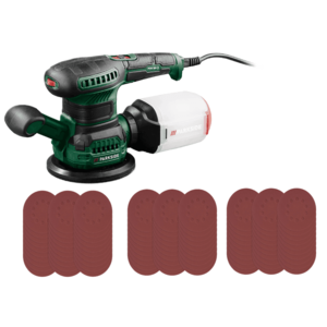 PARKSIDE® Excentrická brúska + Súprava brúsnych papierov pre excentrickú brúsku, zrnitosť 240, 90-dielna vyobraziť